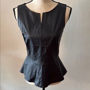 Elegant Black Leather Sleeveless Top
